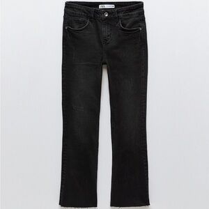 NWT Zara Mid Rise Mini Flare Slim Jean Black Cropped US 4 EU 36